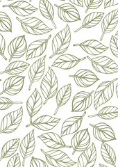 手書き風の葉っぱの背景、フレームに使える素材