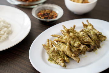ceker ayam. indonesian asian chicken feet cooking