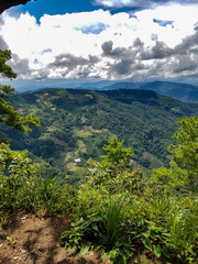 Fototapeta na wymiar Earth stand viewpoint peak pui doi hiking day trip north Chiang Mai Thailand