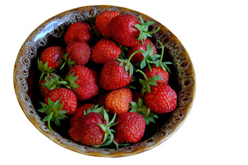 bowl with strawberries isolated on white background