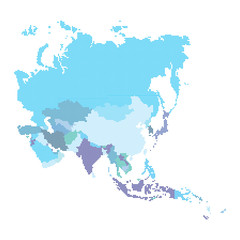 Fototapeta premium Asia map made from halftone dot pattern