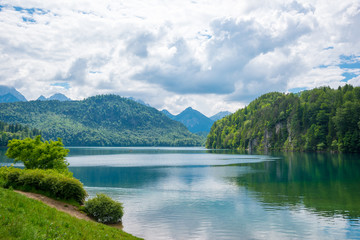 Fototapeta na wymiar Lake Alpsee, near Hohenschwangau castle, in Bavaria, Germany
