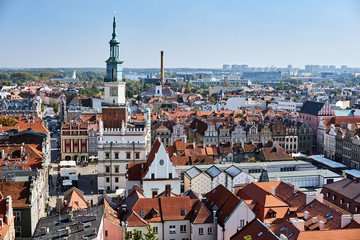 Obraz premium Aerial view on the downtown city of Poznan.