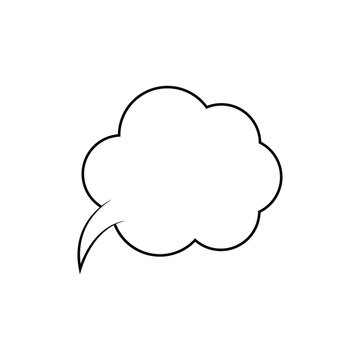 Cartoon speech or think bubble, empty communication cloud. Vector design element.