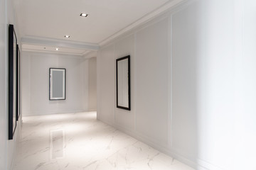 White marble floor tiles in walkways,