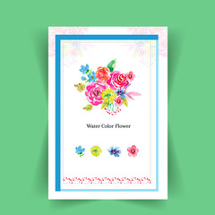 Water color Floral Illustration Vector.Wedding vector invite card Watercolor designer element.