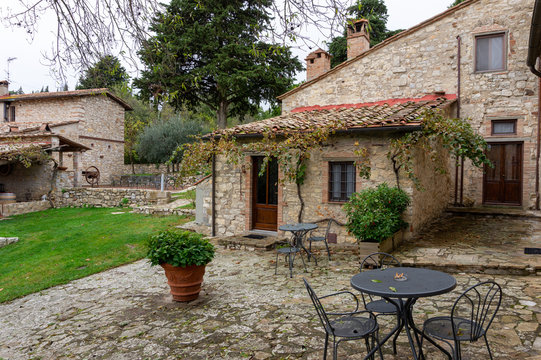 Castellina in Chianti, Italy - NOVEMBER 2, 2019: view of the farmhouse "Querceto di Castellina"