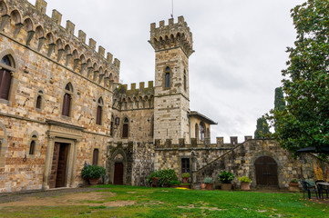 Fototapeta na wymiar Italy, Florence, Badia a Passignano. View of the abbey of San Michele Arcangelo in Passignano, a monastery located on the Chianti hills in Badia a Passignano in Tuscany