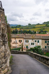 view of historical centre town of Greve in Chianti, Florence, Italy