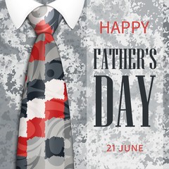 Banner Father s Day. Monochrome classic tie with a pattern on a gray stone background. I congratulate you. Vector illustration
