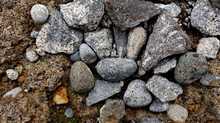 pebbles on the road, selectively focused and unfocused