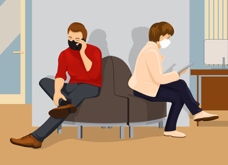 Fototapeta premium People in medical masks are waiting in line, coronavirus COVID-19 Vector