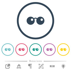 Fototapeta premium Sunglasses flat color icons in round outlines