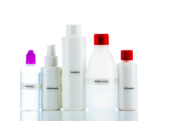 disinfectant, sanitizer in plastic packaging on a white background