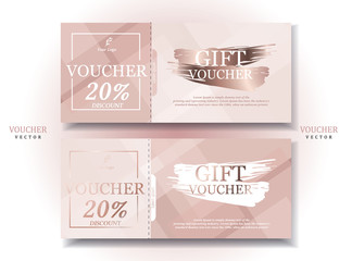 Set of Luxury Gift Voucher Template .Rose Gold and Bright Background.Elegant Style.Vector/illustration
