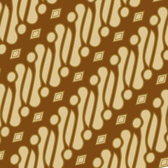 Art work Javanese batik with beautiful motif and seamless brown color