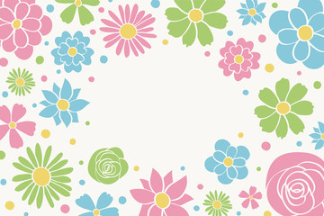 Fototapeta na wymiar Design of banner with cute flowers. Mother’s Day, Women’s Day and Valentine’s Day template. Vector