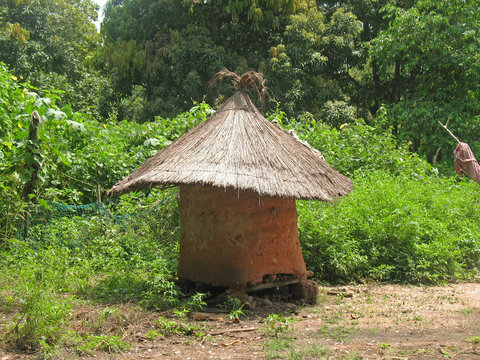 A traditional granary in Orango Island, Bijagos Islands group, Guinea-Bissau. 