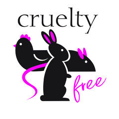 Cruelty-free no testing on animals vector logo
