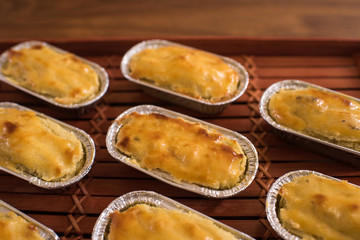 Homemade Japanese double baked sweet potato cake　焼きたて 手作りのスイートポテト お菓子作りイメージ