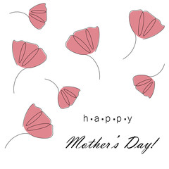 Mothers day card with flowers tulips, vector illustration