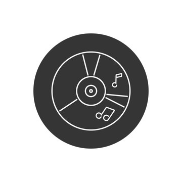 recommend clip art: CD music line icon in flat style. Vector illustration