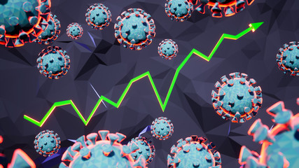 Rising Stock Chart During Corona Virus Pandemic 2020 3D Illustration