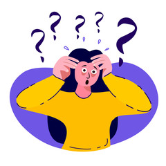 Afraid Nervous Trembling Woman,Panic Attack.Worried Scared Worried Person with Disturbance,Fever,Fear,Psychosis. Neurotic Alarm Frustrated,Phobia.Scared Psyco Stressed Shakes. Flat Vector Illustration
