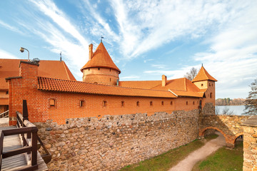 Fototapeta premium Trakai, Lithuania, November 2, 2014. Trakai castle, a fragment of the courtyard