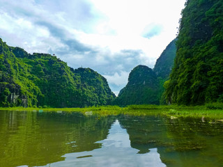 Quiet Ride On Peaceful Tam Coc River, Ninh Binh, Vietnam