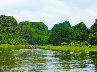 Quiet Ride On Peaceful Tam Coc River, Ninh Binh, Vietnam