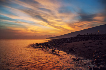 Amazing sunrise on Bali island. Indonesia