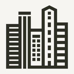 Minimal city skyscapers buildings vector icon