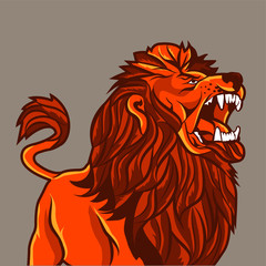 roar lion half body. Animal vector illustration. 