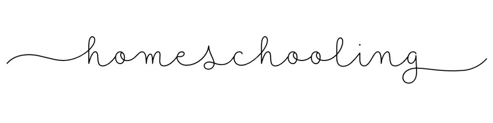 HOMESCHOOLING black vector monoline calligraphy banner with swashes