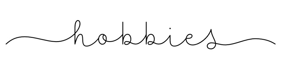 HOBBIES black vector monoline calligraphy banner with swashes