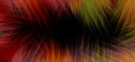 Abstract colorful sharp shape texture on black background.