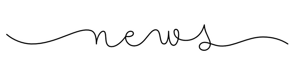 NEWS black vector monoline calligraphy banner with swashes