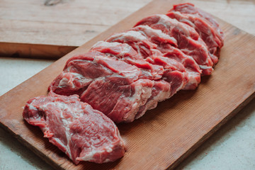 Raw pork on cutting board