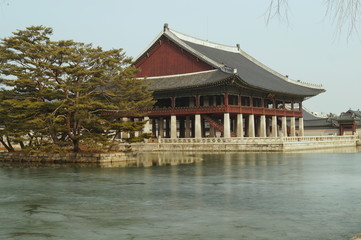 Naklejka premium Gyeongbokgung Palace in Seoul in February