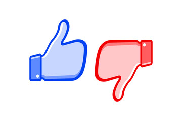 Do and Don't symbols in perspective. Thumbs up and thumbs down circle emblems. Like and dislike icons set. Vector illustration.