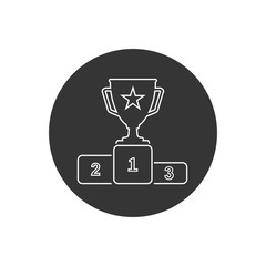 First prize gold trophy line icon, trophy, winner, first prize, runner-up prize, vector illustration and icon.