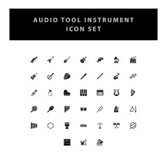 musical instruments vector icons set with glyph style design