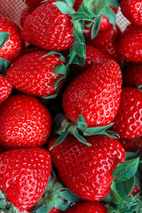 Delicious ripe red fresh strawberries. Close up.