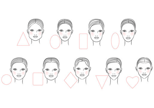 Female  shape of the face. Line art design. Vector illustration