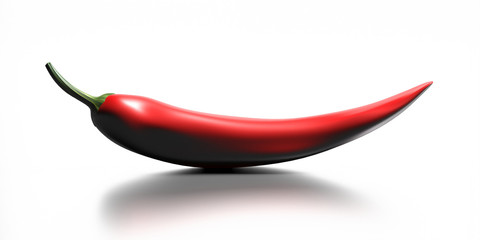 Red hot chili pepper isolated on white background. 3d illustration