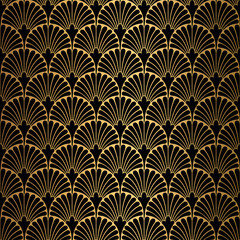 Art Deco Pattern. Seamless black and gold background