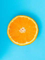 orange slice on a blue background
