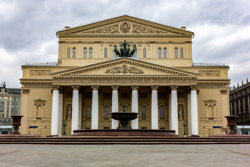 Fototapeta premium Russia. Big theater. Walk around Moscow on a cloudy day.