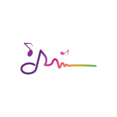 music note  and sound effect ilustration logo vector icon